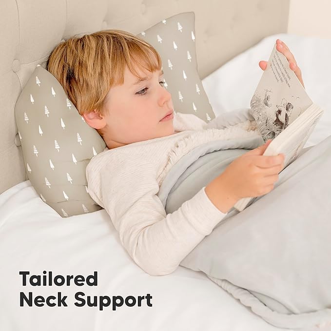 KeaBabies 2-Pack Toddler Pillow 13x18 - Soft Organic Cotton Kids Travel Bed Pillows for Sleeping, School, Nap, Machine Washable, Toddlers 2 to 5, Pillowcase Sold Separately (Pine Tree)