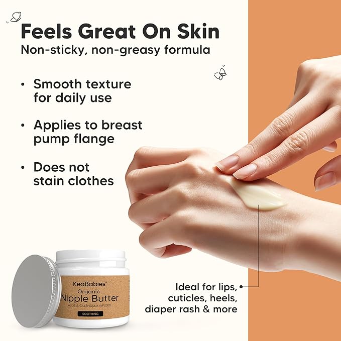 Organic Nipple Butter for Cracked, Sore, Relief - Nursing Nipple Cream Safe for Breastfeeding, 100% Natural Clean Breast Cream, Non Lanolin Balm, Mom Postpartum Breastfeeding Essentials,2oz (Soothing)