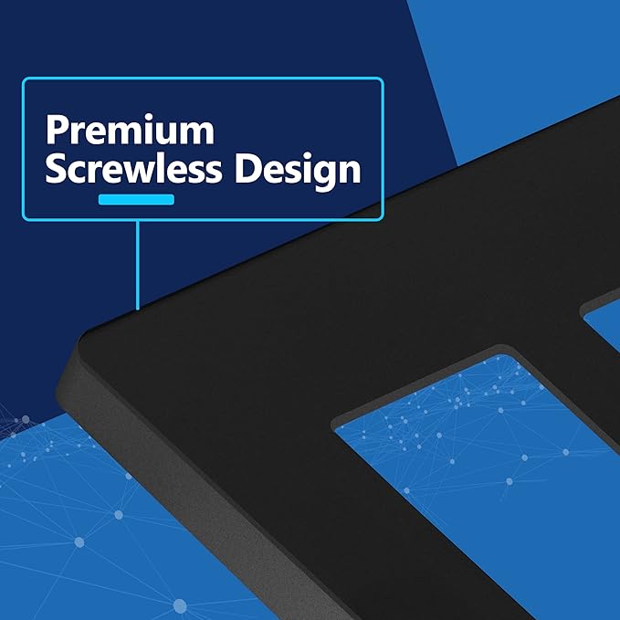 LIDER Matte Finish Double Decorator Switch Cover, Screwless Wall Plate, Mid-Size 2-Gang 4.88" x 4.92", Unbreakable Polycarbonate Thermoplastic, UL Listed, LSWP-32M-BK10P, Black, 10 pack