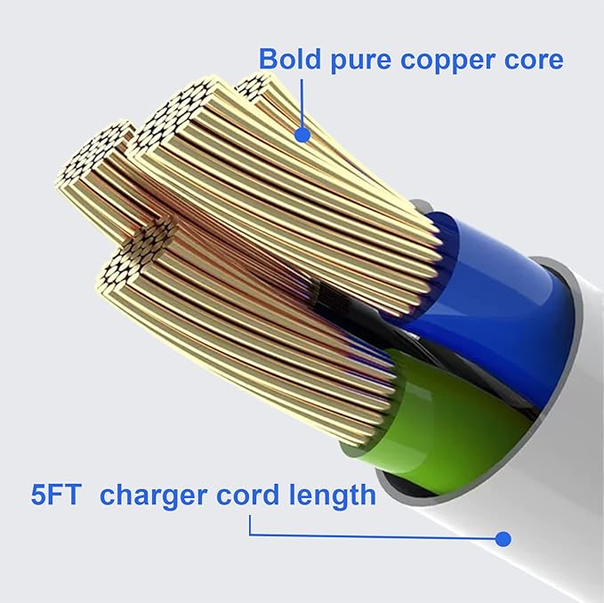 LEFXMOPHY Power Cord for VTech VM901 VM919HD VM919-2HD VM819 VM819-2 PU Baby Monitor Handheld Screen Parent Unit (Not for Baby Unit Cam) Replacement 5V White Charger UL Aadpter with 5ft Cable