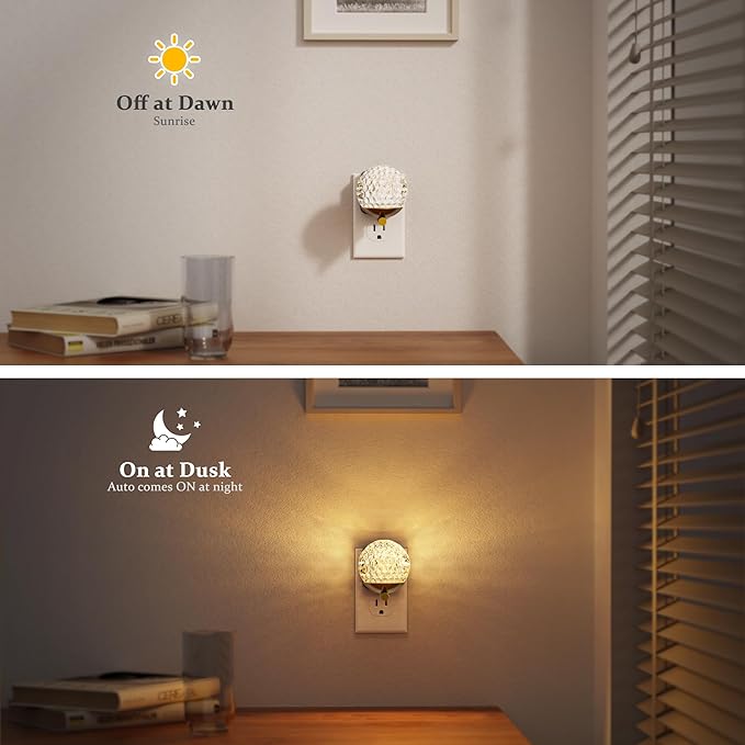 JandCase LED Night Light, 3000K Warm White & RGB Color Changing Night Lights Plug into Wall, Dusk to Dawn Light Sensor, 180° Rotatable Plug in Nightlights for Bathroom, Bedroom, Hallway