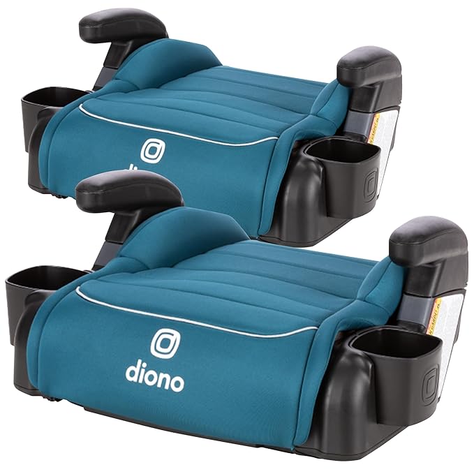 Diono Connect3 R Backless Booster Pack of 2, Slim Fit 3-Across in Many Mid-Sized Sedans and SUVs, for Children from 40-120 lbs., Lightweight with Cupholder, Blue Razz Ice
