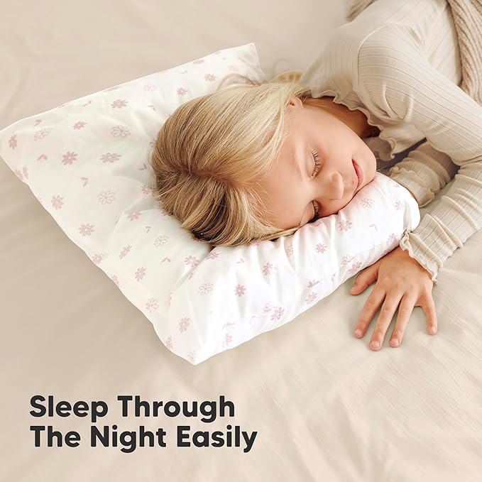 KeaBabies 2-Pack Toddler Pillow 13x18 - Soft Organic Cotton Kids Travel Bed Pillows for Sleeping, School, Nap, Machine Washable, Toddlers 2 to 5, Pillowcase Sold Separately (Hearts)