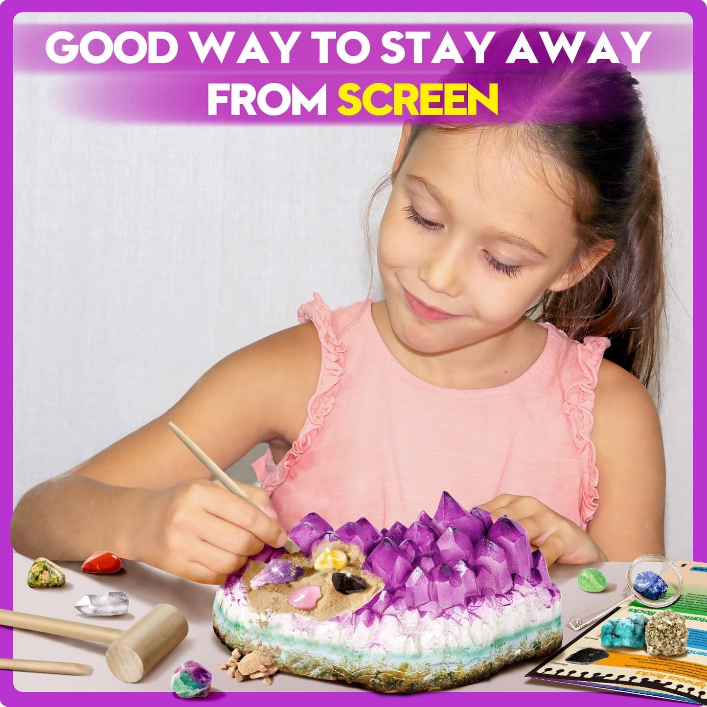 XXTOYS Gemstone Dig Kit - Dig Up 18 Real Gemstones and Crystals - Science Kits for Kids, STEM Toys for Age 6-8, Great Educational Geology Gifts for Boys & Girls Ages 5-7