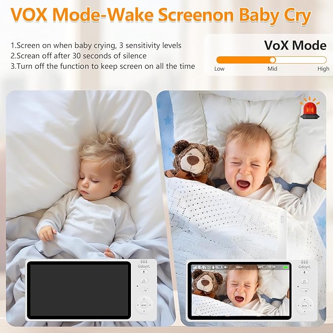 Wireless Baby Car Camera 5”HD 1080P IPS Anti-Glare Screen USB Powered,Temperature Alert, Clear Night Vision & VOX Mode,360° Rotatable Rear Facing Monitor Baby Essentials Shower Gifts for Home Pets