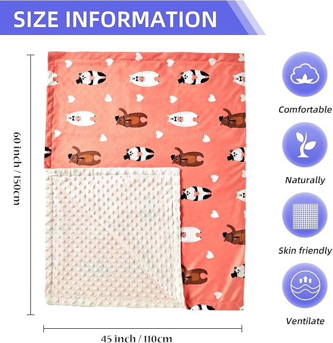 iEvolve Baby Nursery Bed Blankets Ultra Soft Double Layer Mini Blanket Minky Blanket Receiving Blankets Shower Gifts(Bear,45 * 60in)