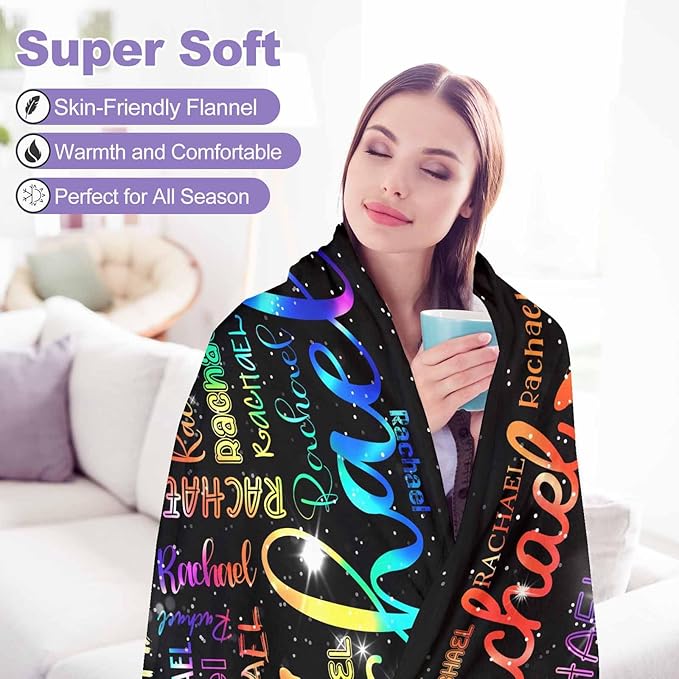 Customized Baby Blanket, Personalized Gifts Rainbow Blanket with Name for Boys Girl Customized Blankets Personalized Gifts Name Blankets