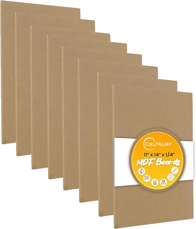 (8-Pack) CalPalmy 11” x 14” MDF Boards - 1/4” Thick Boards for Carpentry, Interior Design, Hobby Crafts, and More - with Smooth, Unfinished Sides and Sanded Edges