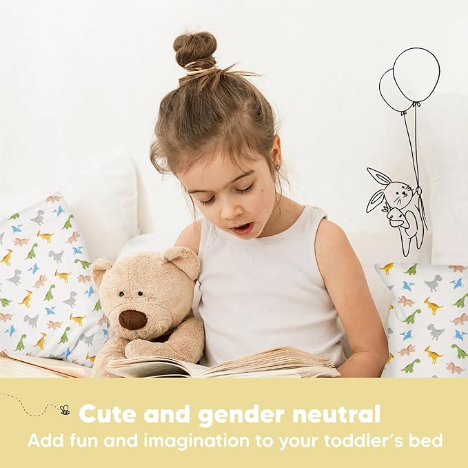 Toddler Pillow with Pillowcase - 13x18 My Little Dreamy Kids Travel Bed Pillows for Sleeping, Organic Cotton Small Pillowcase, Soft & Breathable, Machine Washable, Toddlers 2-5 Years Old (Roarsome)