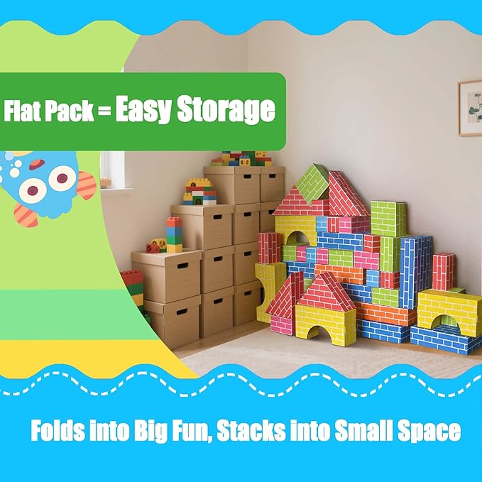 Cardboard Building Blocks for Kids 48pcs: Jumbo Gifts Heavy Duty Develop Creative Thinking Spatial Reasoning Easy to Assemble