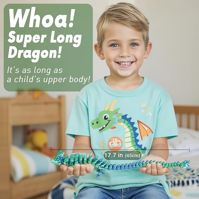 Large Dragon Eggs with Dragon Inside, 3D Printed Surprise Funny Gifts for Kids, Articulated Dragon Fidget Toys for Adults, Executive Desk Toys Office Room Décor (Sky Blue Ombre)