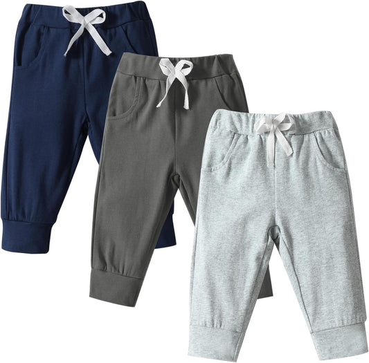 DREAM BUS Pack of 3 Toddler Jogger Pants with Pocket Toddler Boy Sweatpants Baby Boy Pants Infant Newborn Leggings