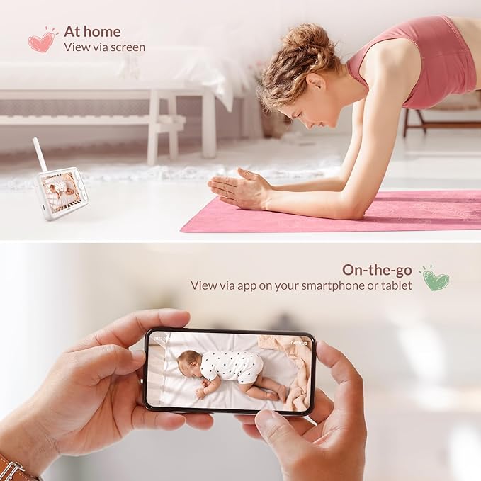 NETVUE Upgraded Baby Camera Monitor Video - 5000mAh Baby Monitor with Camera and Audio, 5" Display, 4 in 1 Bracket Meets The Needs in All Scenarios, Smart Phone App, Cry Detection