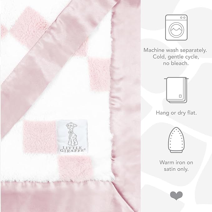 Little Giraffe Luxe Baby Blanket – 29x35” Satin Trim, Stairway Dusty Pink | Ultra-Soft, Hypoallergenic Stroller & Nursery Blanket | Perfect for Newborns & Toddlers