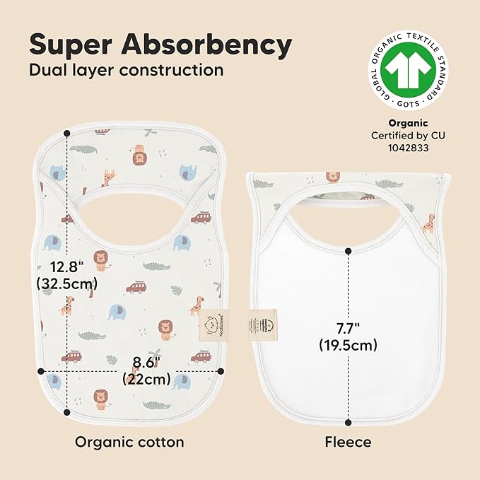 8-Pack Baby Bibs for Boys, Girls - Pullover Bibs for Drooling Teething Baby Girl & Boy Toddler, Newborn, Soft & Absorbent, Cute Colors, Large Torso Coverage Keep Infant Clean & Dry (Wilderness)