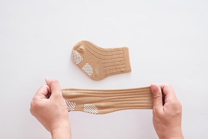 Baby Crew Socks,Grips Combed Cotton Socks Toddler Non-Skid for Girls,Boys Non Slip/Anti Skid 9-Pack