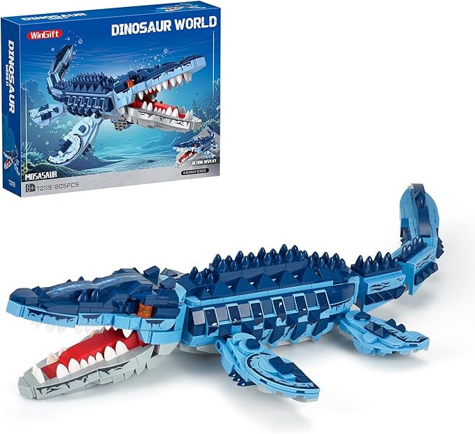 805 Pcs Mosasaur Dinosaurs Building Set,Sea Creatures Creativit Model Building Kit,STEM Dinosaur World Park Building Toy,DIY Functional Sea Scene Display,Christmas Birthday Gifts for Boys,Teens,Adults