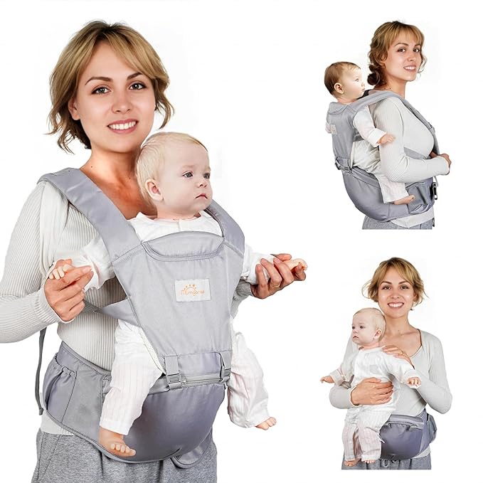 Baby Carrier Newborn to Toddler, 6-in-1 Front and Back Baby Hip Carrier One Size Fits All Adjustable Toddler Carrier Hip Carrier for Baby with Hip Seat Adapt to Newborn, Infant & Toddler