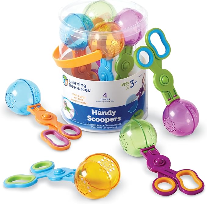 Learning Resources Handy Scoopers - Sensory Bin Sand Toys, Fine Motor, Montessori for Kids, Plastic Tweezers, Therapy Games for Toddler, Homeschool Preschool Supplies, Gifts for Boys and Girls