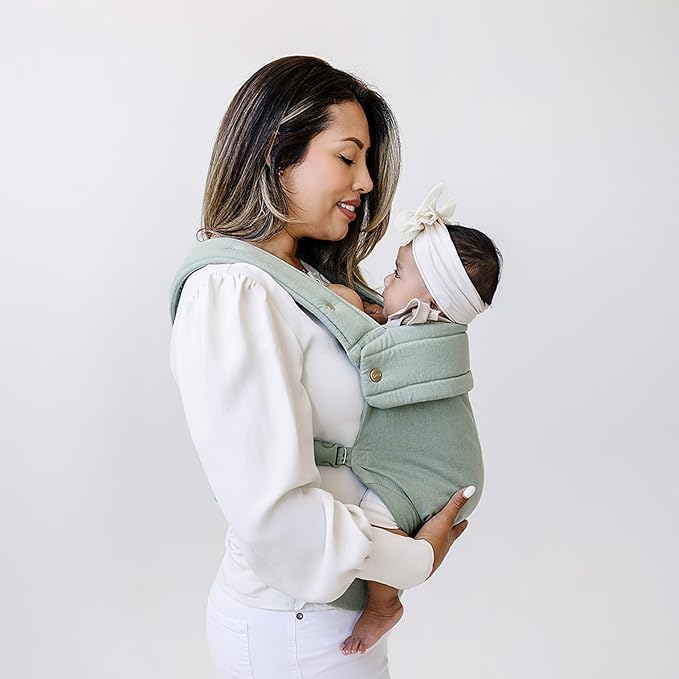 Ava & Oliver Essential Baby Carrier – Ergonomic, Hip-Healthy Soft Structured Carrier for Infants & Toddlers (7–35lbs) - Front and Back Carry, Breathable Fabric, Stylish & Lightweight (Matcha)