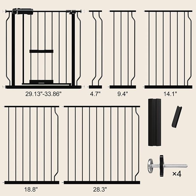 Extra Wide Dog Gates for Doorways 71.65"-81.1" Extra Wide Dog Gate with Door,Baby Gate with Cat Door Pressure Mounted Pet Gate