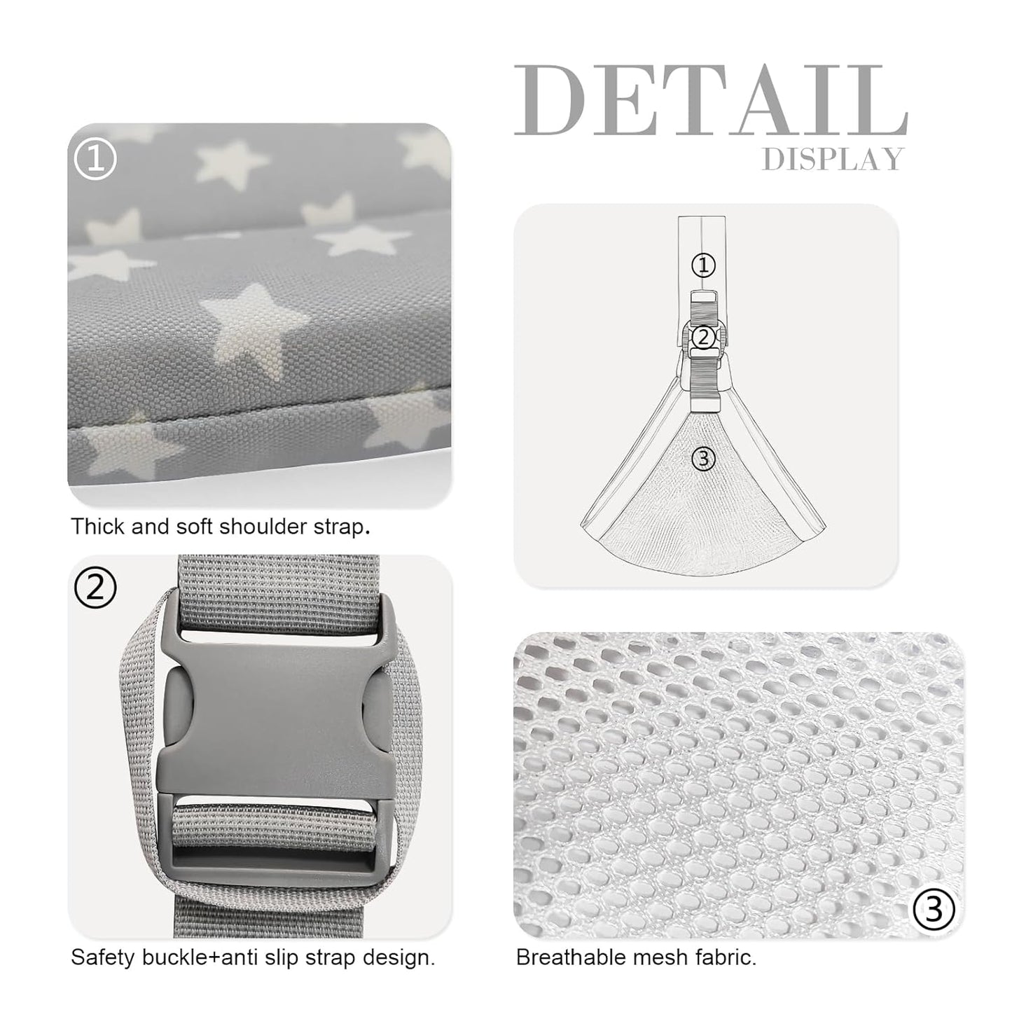 Baby Sling Carrier Newborn to Toddler Adjustable One-Shoulder Design with Hip Seat Support, Labor-Saving Baby Wraps Carrier 10-30 lbs(Mesh,Star)