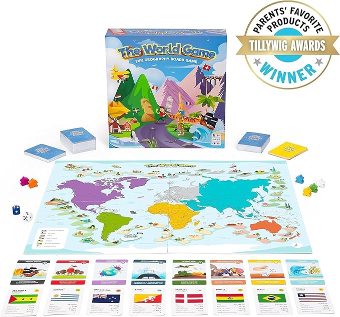 The World Game - Fun Geography Board Game - Educational Game for Kids & Adults - Cool Learning Gift Idea for Teenage Boys & Girls, 2-5 Players