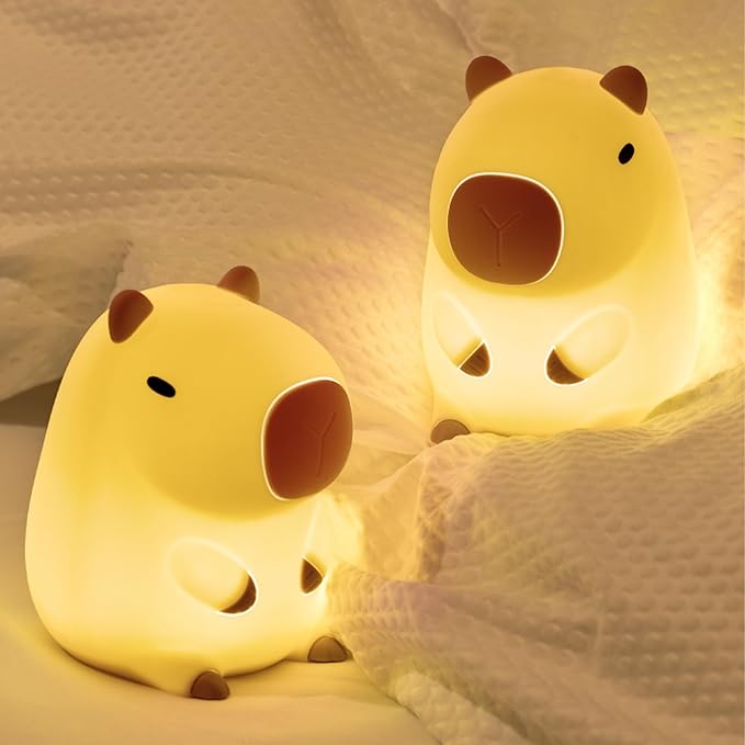 Capybara Night Lamp, Capybara for Loved Ones and Friends, Capybara Light Gift, ABS+SIL, Touch Control, Portable Rechargeable Dimmable, Best Choice for Gift Giving (Capybara)