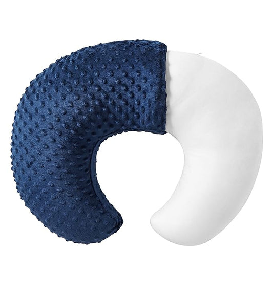 Nursing Pillow and Positioner, Breastfeeding, Bottle Feeding, Baby Sitting Support with Removable Ultra Soft Cover, Tummy Time Support for Baby Boys and Girls (Estate Blue)