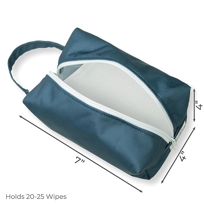 Nora's Nursery Reusable Baby Wipes, 100% Cotton Washcloths, Soft and Absorbent Towels for Newborn Bath and Face, Includes 20 Wipes with 1 Waterproof Pod for On-The-Go Moms, Sea