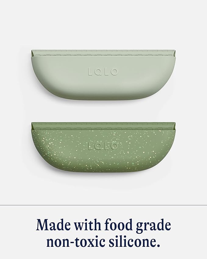 Lalo The Bib - Waterproof, Non-Toxic Silicone Baby Bib with Adjustable Neck Band & Silicone Food Pouch Catcher, Set of 2