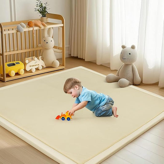 Baby Play Mat for Floor - 1.4" Thick Memory Foam Rug, 50"x50" Playpen Tummy Time Mat, Soft Velvet Nursery Rug, Large Padded Crawling Mats, Cushioned Pads for Playroom Toddlers, Infants, Yoga, Tatami
