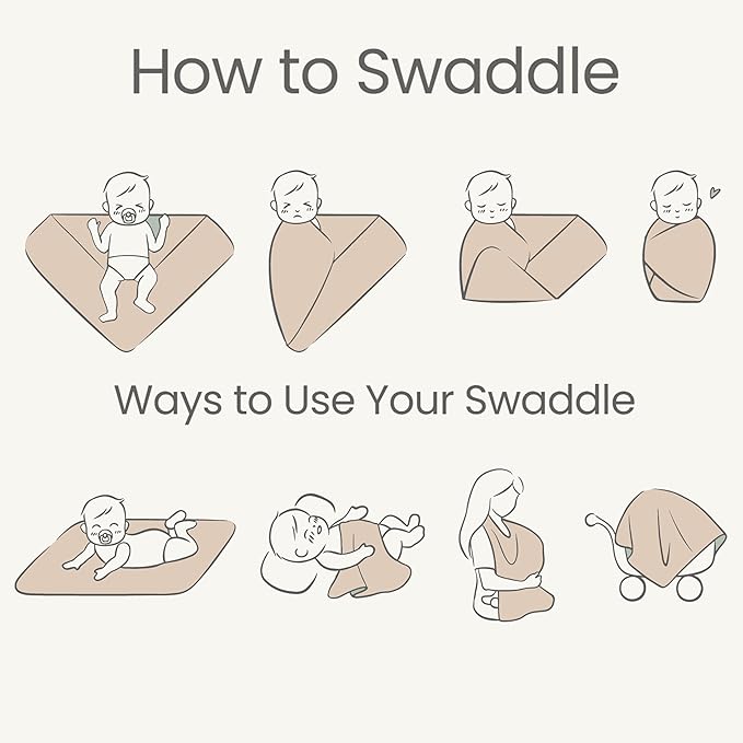 Konssy Muslin Swaddle Blankets for Girls Boys, 2 Pack Receiving Baby Blanket Large 47 x 47 inches, Soft Breathable Swaddling Wrap for Unisex Newborn (Coffee Check,Moon)