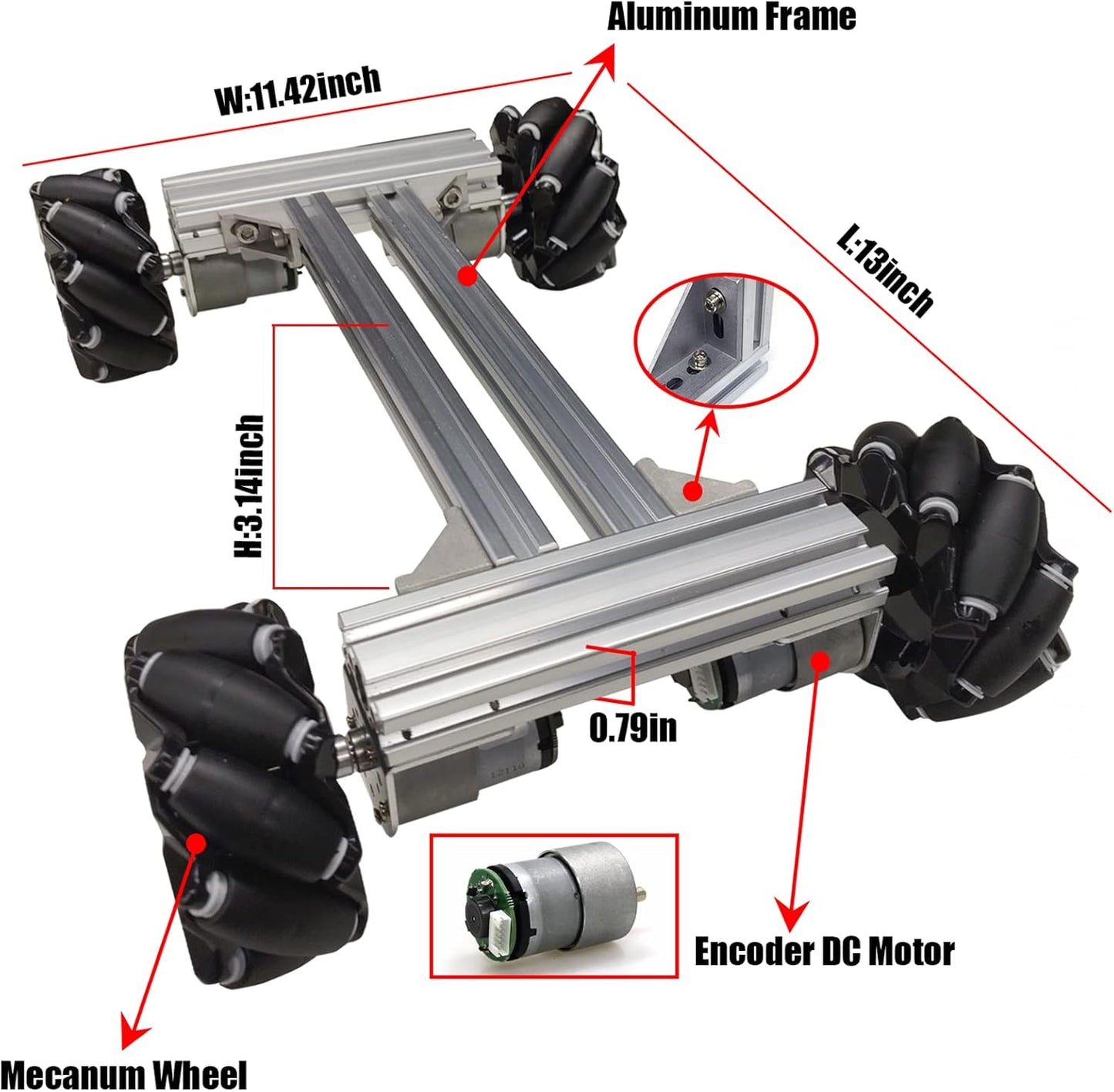 Professional Smart 4WD Metal Robot Car Chassis Kit with 97mm Mecanum Wheels, DIY RC Robotic Moving Platform,for AGV, School Eduactional Science Kits, Remote Control Robotic STEAM Model Experiment