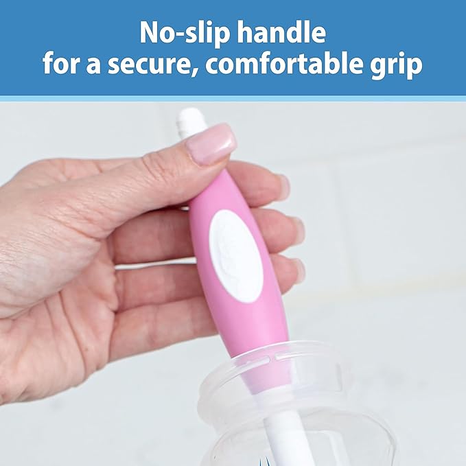 Dr. Brown's Soft Touch No Scratch Baby Bottle Cleaning Brush Nipple Cleaner with Stand and Storage Clip, BPA Free, Blue 1-Pack