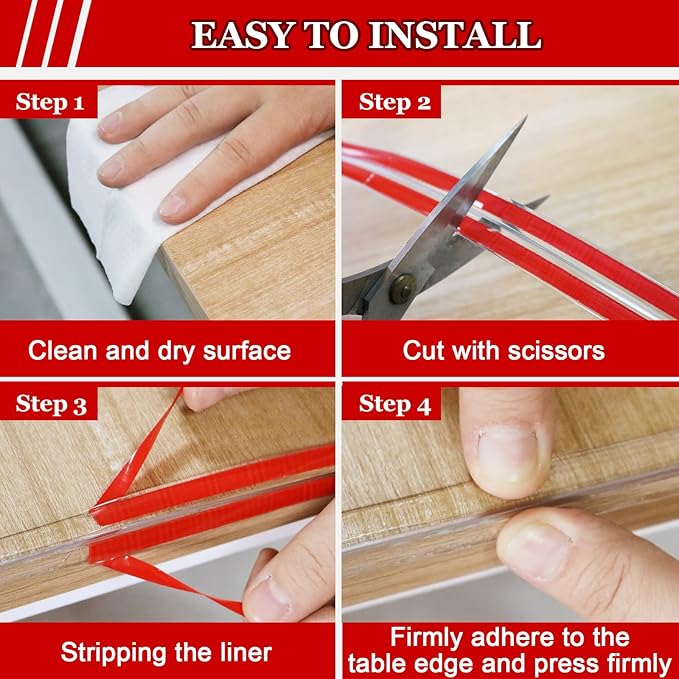 Edge Corner Protector Baby Proofing with 4 Corners Protector, Self-Adhesive Furniture Corner Guard & Edge Safety Bumpers, Table Edge Corner Protectors Covers (1.2in Wide, 6.6ft with 4 Corners)