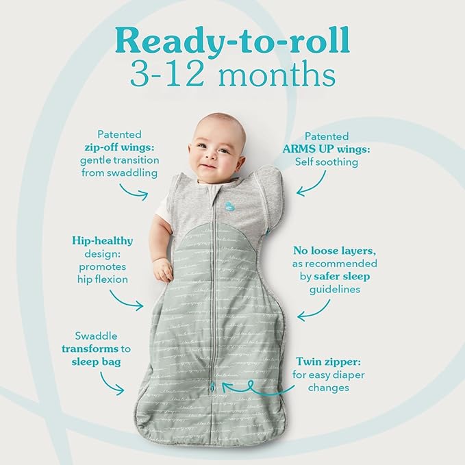 Love to Dream Swaddle UP Transition Bag, Patented Zip-Off Wings, Gently Help Baby Safely Transition from Being Swaddled to arms Free Before Rolling Over, Stripe Denim Blue, Large, 19-24 lbs