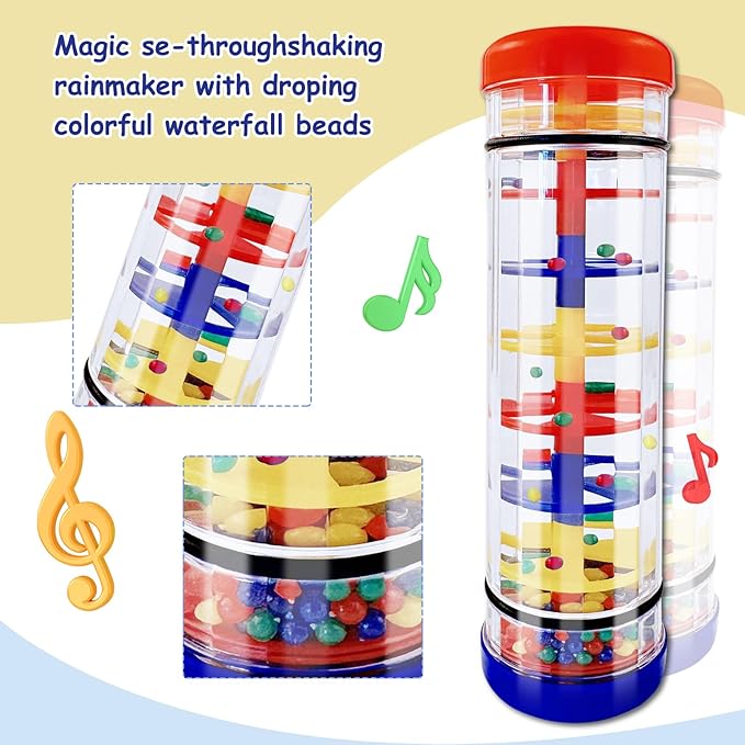 LOOIKOOS Rainmaker Rain Stick Musical Instrument for Babies,Baby Rattle Shaker Sensory Developmental Toy,Raindrops Music Instrument Toddler Musical Toys for Kids