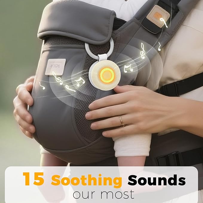 Portable Sound Machine - White Noise Sound Machine for Baby, Travel Donut Sound Machine for Sleep, 15 Soothing Sounds & 7 Colors Night Light, Breathing, Baby Shusher, Registry Gift, Beige