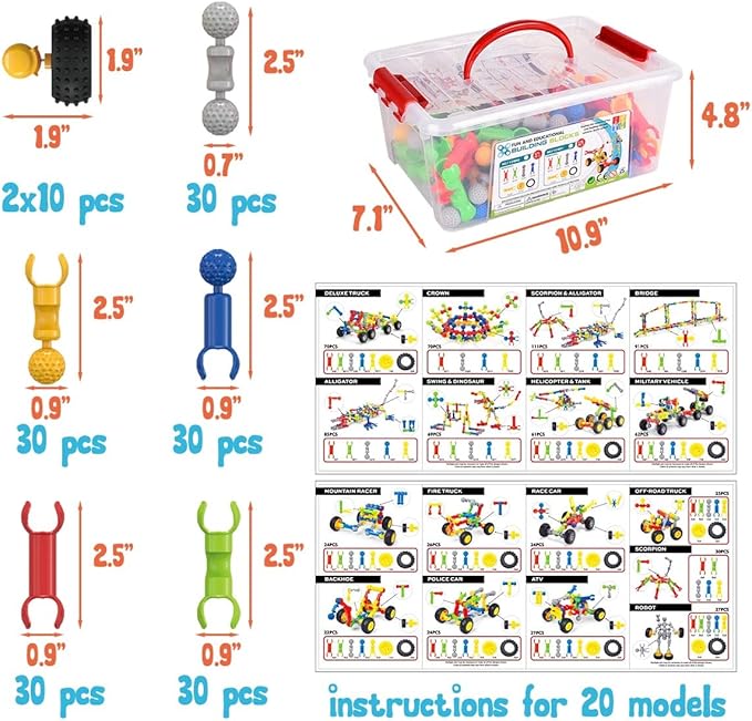 SHUNLAM Building Blocks for Kids, 170 Pcs STEM Toys for Boys and Girls, Safe and Creative Toy for Age 3+, Educational Activities (170 PCS)