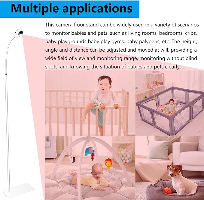 Floor Stand Monitor Mount with Arm Compatible with HelloBaby HB65 HB66 HB6550 HB6558 HB248, for Standing Baby, Floor Stand Baby Monitor Mount Holder Arm Floor Stand Camera Mount Holder for Hello Baby