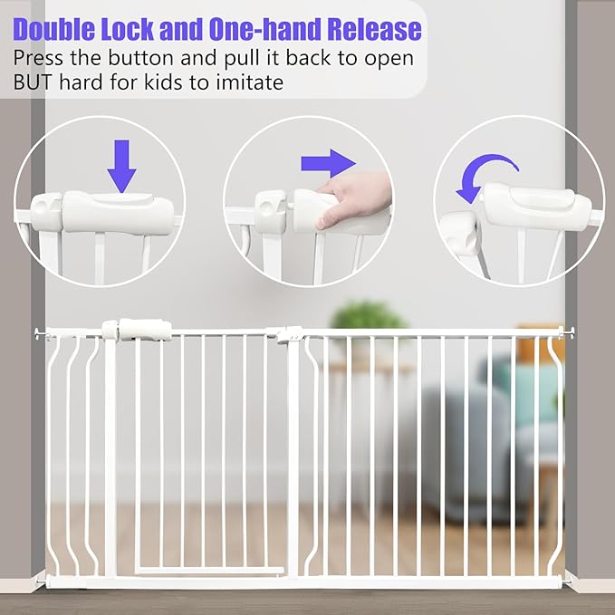 Baby Gates Extra Wide 71.5-76.4 Inch Large Baby Gates for Stairs Tension Pet Dog Gates Indoor for Doorways No Drilling Pressure Mounted Pet Gates for Kids