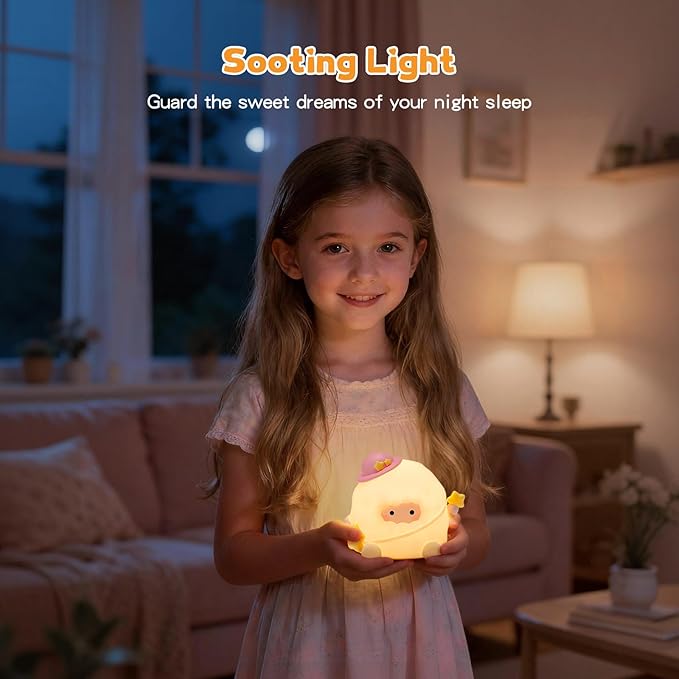 Baby Night Light, Touch Control Rechargeable Nursery Lamp with Dimmable Soft Light, Portable 3 Brightness Level and 7 Colors LED Nightlight for Kids Room, Breastfeeding, Sleep