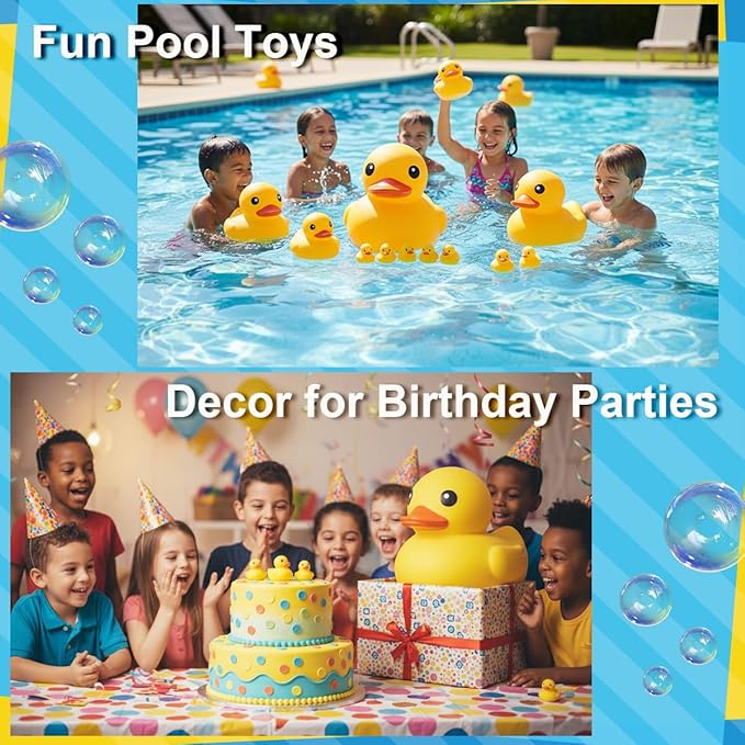 Rubber Yellow Duck,Waterproof No Hole No Squeak 5 Pcs 3.4 Inch No Bebe Noise Ducky Bath Pool Toy Without Hole for Kid Shower Bathtub Toy Birthday Party Decor Cake Topper in Bulk