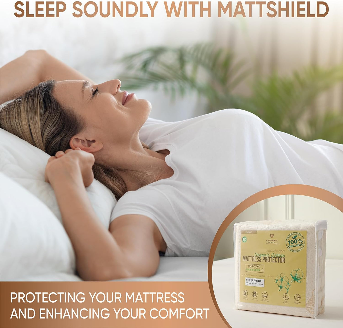 Waterproof Organic Mattress Protector King - Organic Cotton Breathable Mattress Pad Cover - 250 GSM Comfort - Deep Pocket - Fitted Comfort
