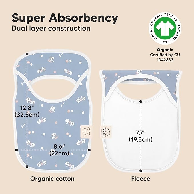 KeaBabies 8-Pack Baby Bibs for Boys, Girls - Pullover Bibs for Drooling Teething Baby Girl & Boy Toddler, Newborn, Soft & Absorbent, Cute Colors, Large Torso Coverage Keep Infant Clean & Dry (Fleur)