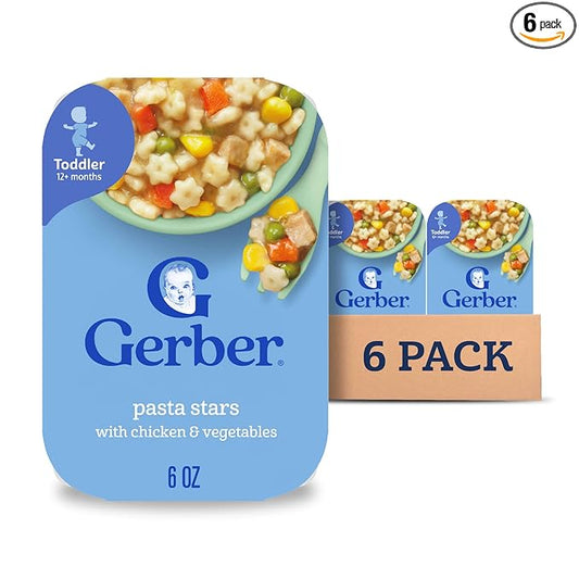 Gerber Toddler Food, Pasta Stars with Chicken & Vegetables, Mealtime for Toddler, 6PK