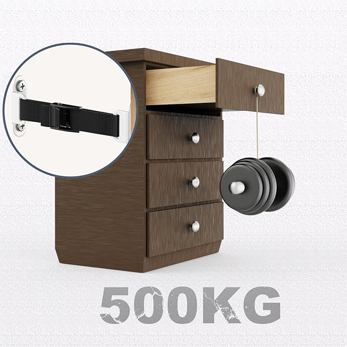 Furniture Anchors（2 Sets）for Baby Proofing Removable Anti Tip Furniture Anchors Adjustable Furniture Wall Anchor Earthquake Straps for Furniture for Child & Pet Protection (White)