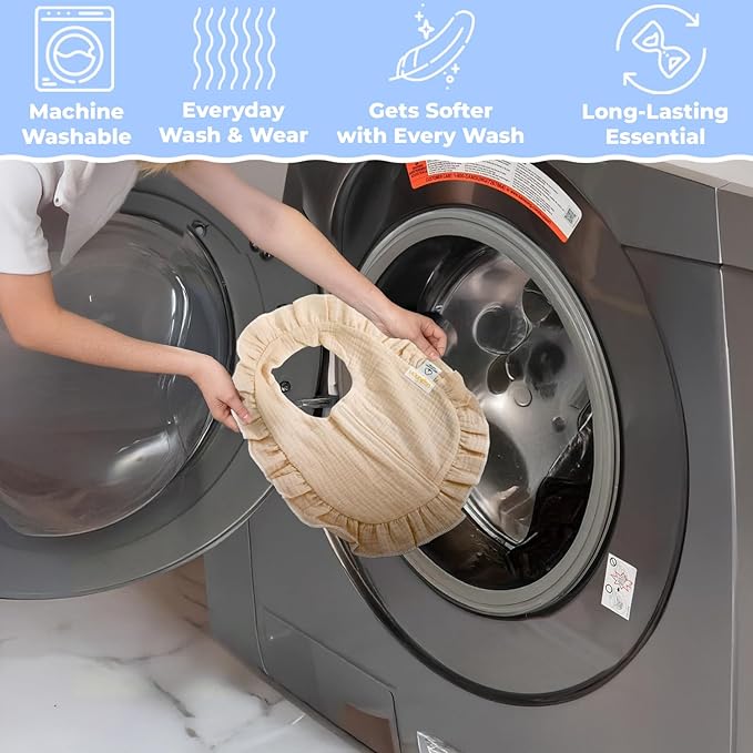 usakinon® 100% Organic Muslin Cotton Baby Bibs 2 Pack – Soft, Absorbent & Safe Newborn Essentials, CPC Certified