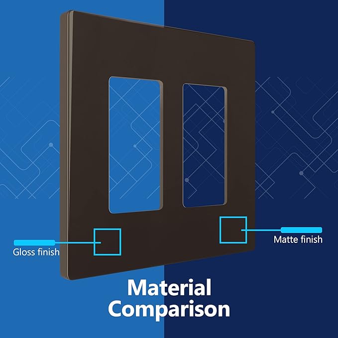 LIDER Matte Finish Decorator Switch Cover, Screwless Wall Plate, Mid-Size 2-Gang 4.88" x 4.92", Unbreakable Polycarbonate Thermoplastic, UL Listed, LSWP-32M-BR, Brown